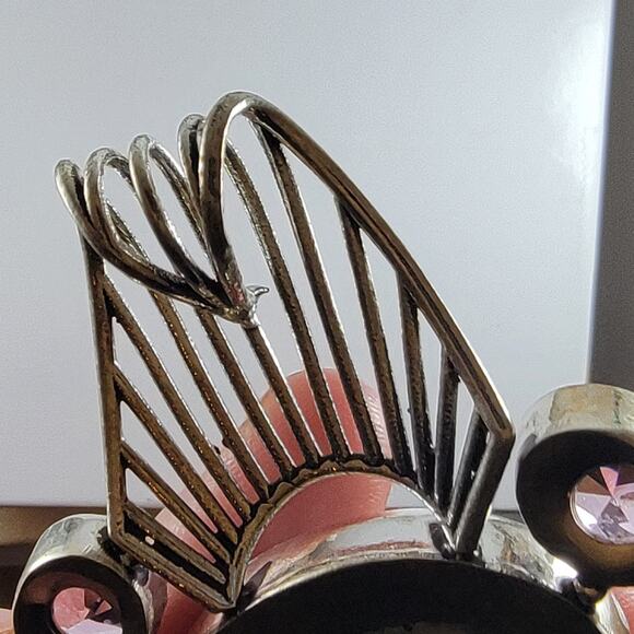 Dendritic Opal Pink Gemstone Pearl Pendant 3" Sterling Silver Jewelry - Picture 8 of 9